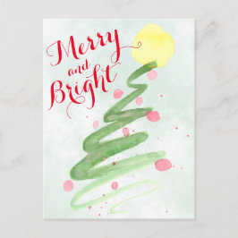 Foto för Julgran i Merry & Bright Watercolor Helg Vykort