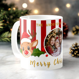 Foto för julklappen Santa Reindeer & Holly-familje Kaffemugg