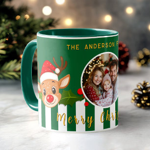 Foto för julklappen Santa Reindeer & Holly-familje Mugg