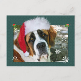 Foto för julSt Bernard hund Helg Vykort