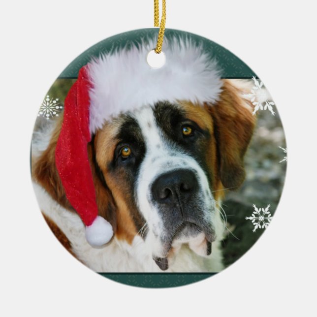 Foto för julSt Bernard hund Julgransprydnad Keramik (Framsidan)