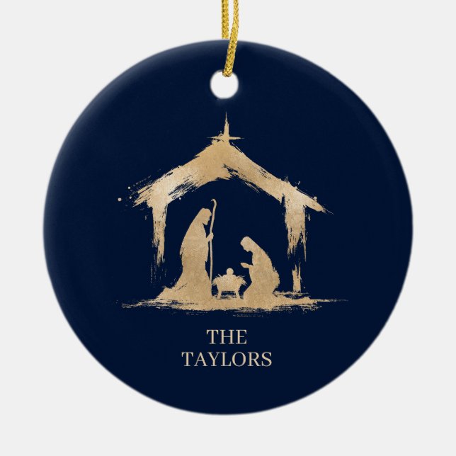 Foto för julverksscenfamiljen Religiösa Ntivity Sc Julgransprydnad Keramik (Framsidan)