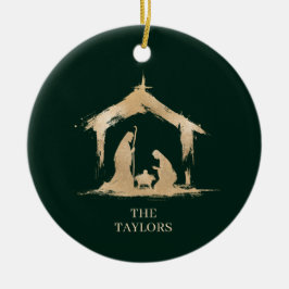 Foto för julverksscenfamiljen Religiösa Ntivity Sc Julgransprydnad Keramik
