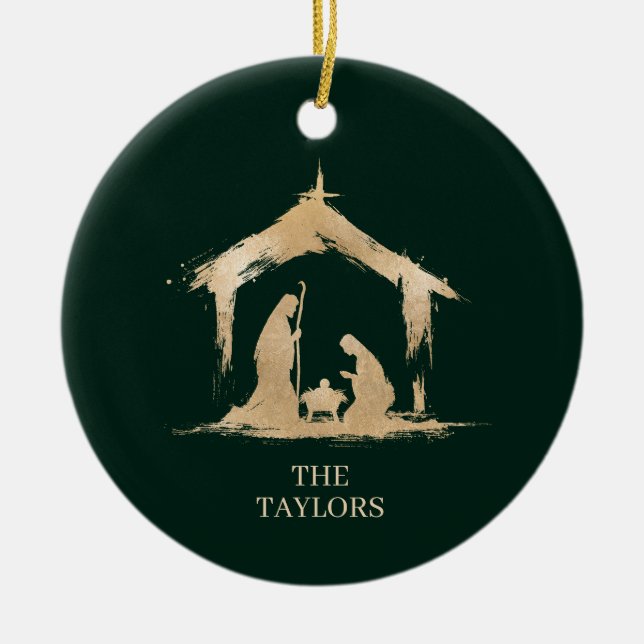 Foto för julverksscenfamiljen Religiösa Ntivity Sc Julgransprydnad Keramik (Framsidan)
