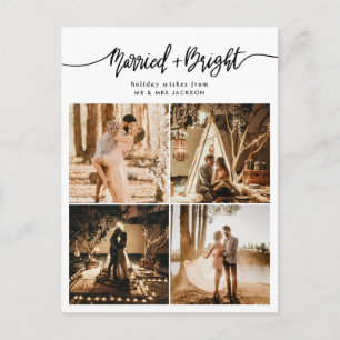 Foto för kollage av gift och Bright Script-Helgdag Vykort