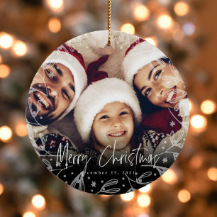 Foto för kopiering av God jul-skript Julgransprydnad Keramik