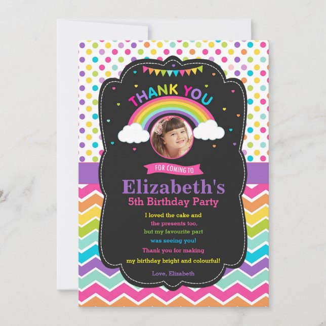 Foto för kort för regnbågefödelsedagsfesttack (Framsida)