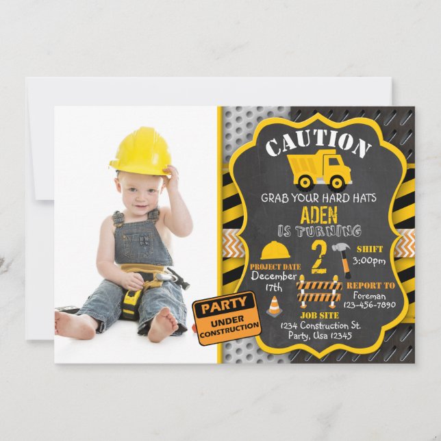 Foto för lastbil | för konstruktionsinbjudan | inbjudningar (Framsida)