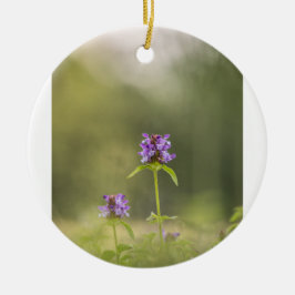 Foto för lila blommans natur julgransprydnad keramik