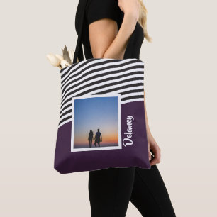 Foto för lila och Mönster Personlig med stripe Tygkasse