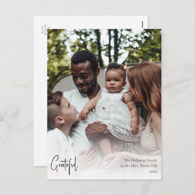 Foto för Lodrät Modern Script-tacksam Fullt Helg Vykort (Fram/baksida)