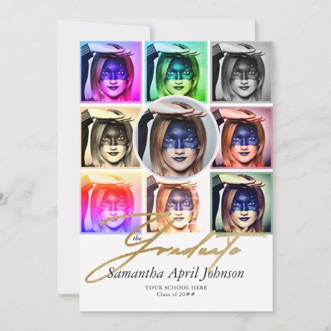 Foto för Magazine Pop Art Retro Diptych Studenten Inbjudningar (Framsida)