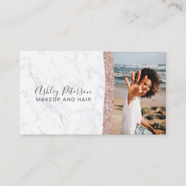 Foto för marmor för glitter för Makeuphårchic rosa Visitkort (Framsida)