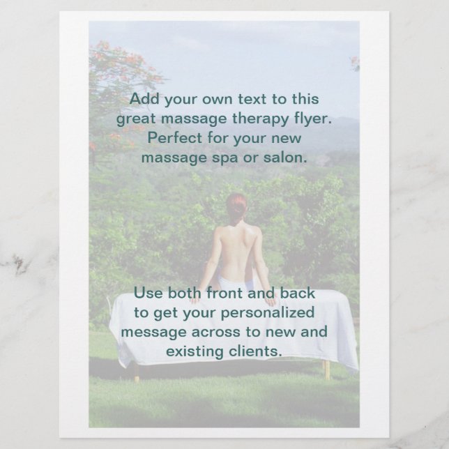 Foto för massage utomhus reklamblad (Framsidan)