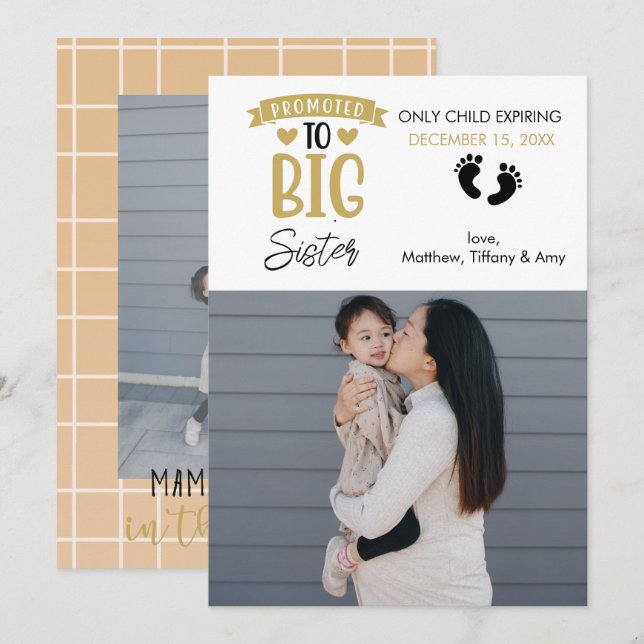 Foto för meddelande om gravid | Stor syster (Fram/baksida)