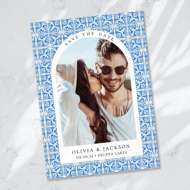 Foto för Medelhavsblå plattbåge Bröllop Spara Datumet (Skapare uppladdad)