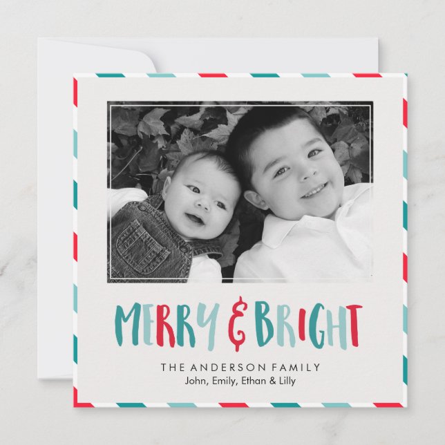 Foto för "Merry and Bright"-Anpassningsbar Julkort (Framsida)