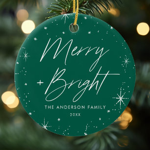 Foto för Merry and Bright Grönt Julgransprydnad Keramik
