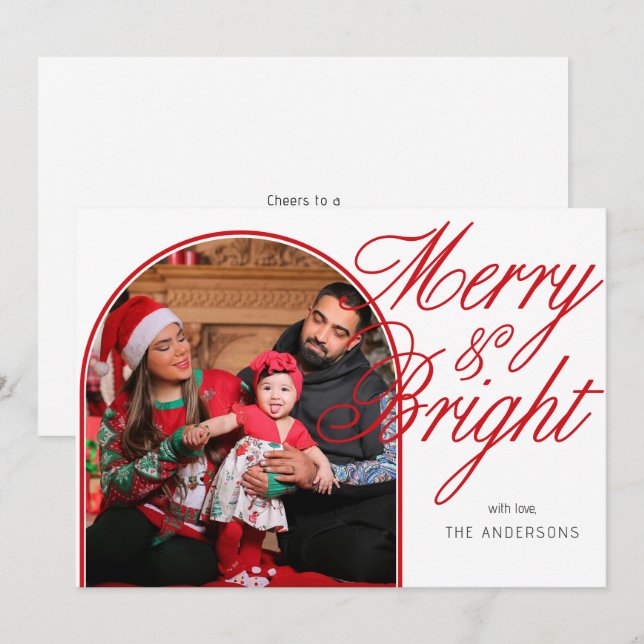 Foto för Merry & Bright-julfamiljen Julkort (Fram/baksida)