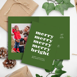 Foto för Merry och Bright Modern Minimal Grönt Helgkort