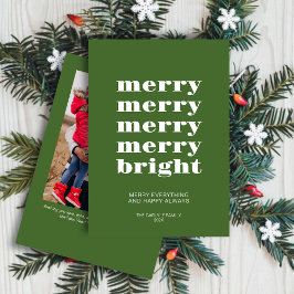 Foto för Merry och Bright Modern Minimal Grönt Julkort