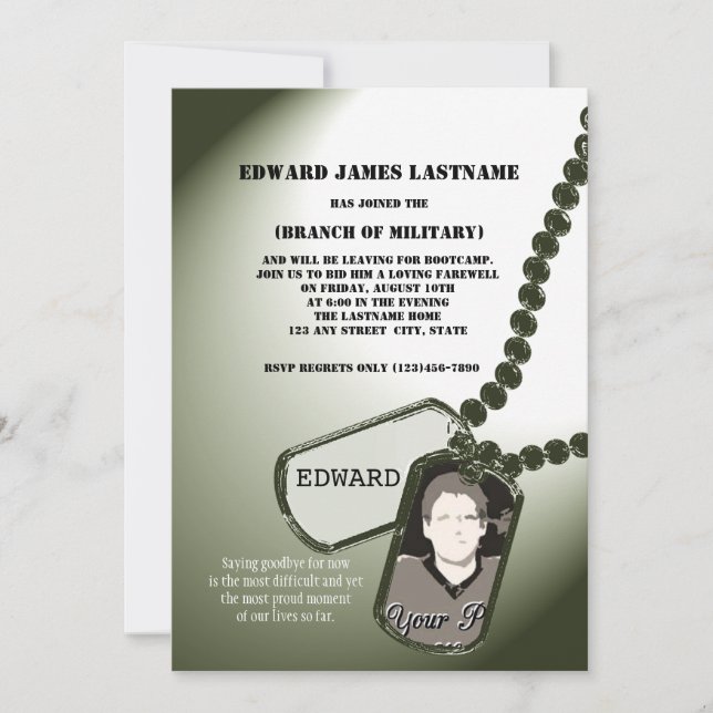 Foto för militär sändning av Hundbrickor Inbjudningar (Framsida)