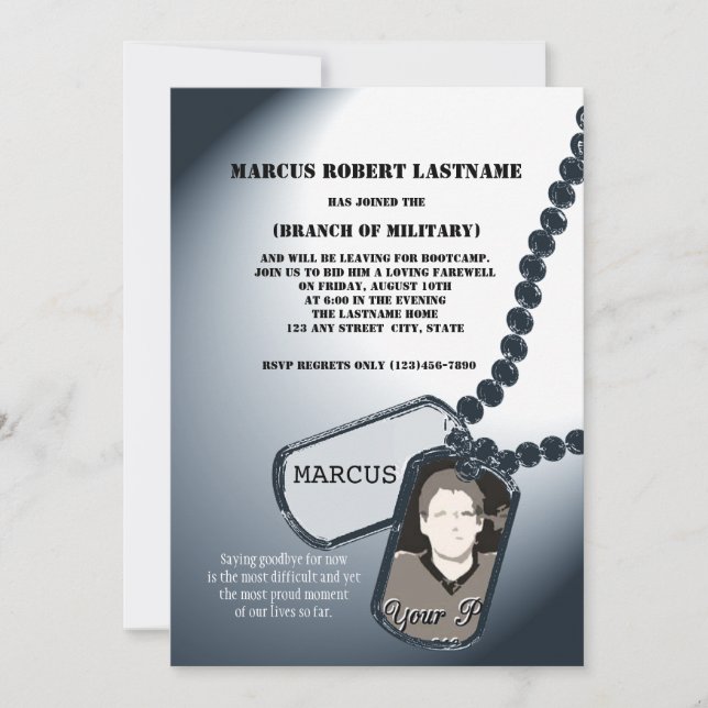 Foto för militära Hundbrickor Inbjudningar (Framsida)