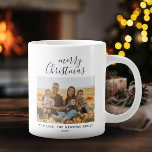 Foto för minimal enkel God jul-skriptfamilj Jumbo Mugg