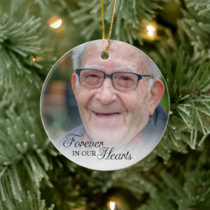 Foto för minnesmärke för alltid i våra hjärtan julgransprydnad keramik