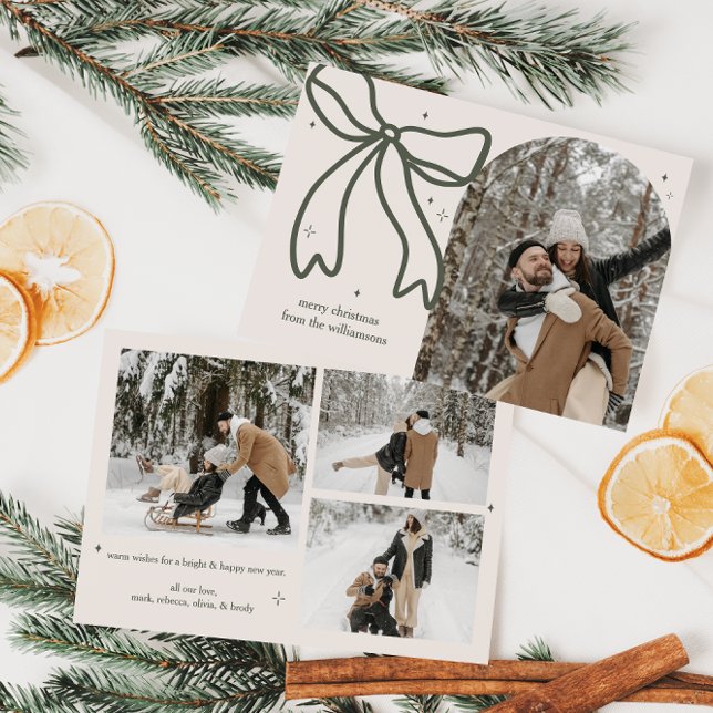 Foto för minsta elegant i julkortsfamiljen julkort (Elegant Family Photo Christmas Card)
