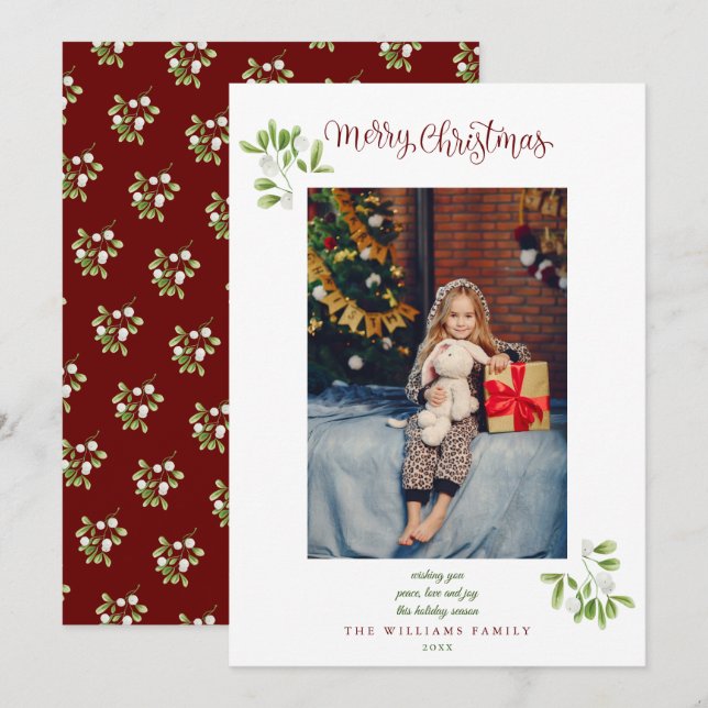 Foto för Mistletoe Script God jul Julkort (Fram/baksida)