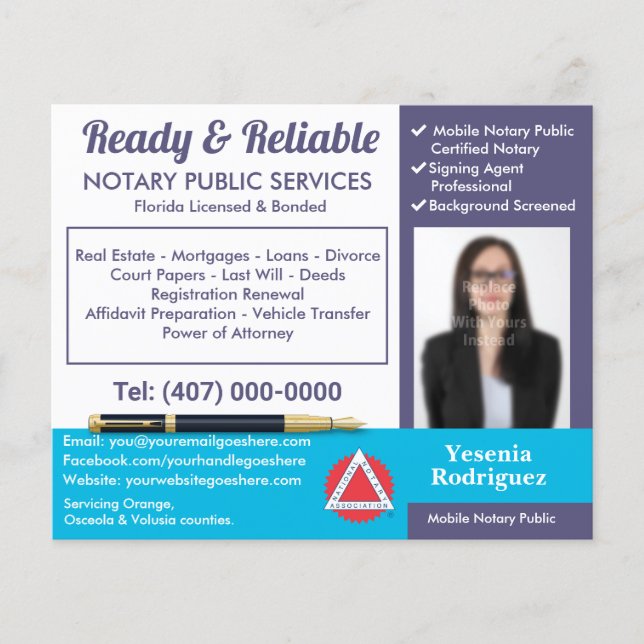 Foto för Mobile Notary Public Anpassade Flygblad (Framsidan)