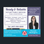 Foto för Mobile Notary Public Anpassade Flygblad<br><div class="desc">Öka din synlighet med dessa öga-infångningar som är lätta att anpassa till bärbara notarietjänstflygare/vykort. Gör dem egna genom att ersätta informationen med din information.</div>