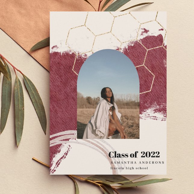 Foto för modern Abstrakt Guld & Rosa Studenten Inbjudningar (Skapare uppladdad)