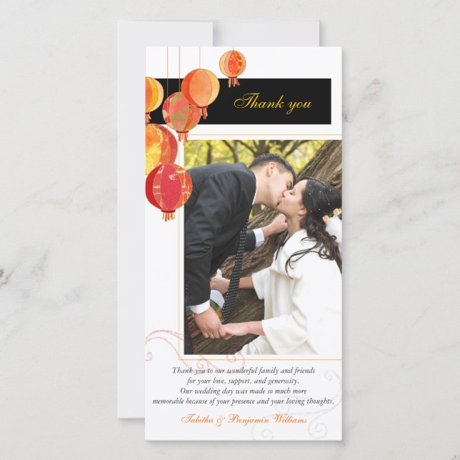 Foto för Modern Asian Lanterns Bröllop Tack (Framsida)