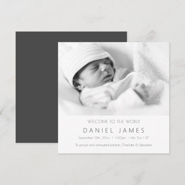 Foto för Modern Baby Personlig Announcement- Inbjudningar (Fram/baksida)