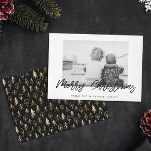 Foto för Modern Black & White God jul-familj Julkort