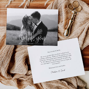 Foto för Modern Calligraphy Script Bröllop Tack Kort