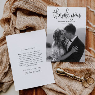 Foto för Modern Calligraphy Script Bröllop Tack Kort