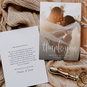 Foto för Modern Calligraphy Script Bröllop Tack Kort