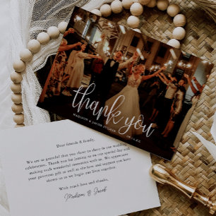 Foto för Modern Calligraphy Script Bröllop Tack Kort