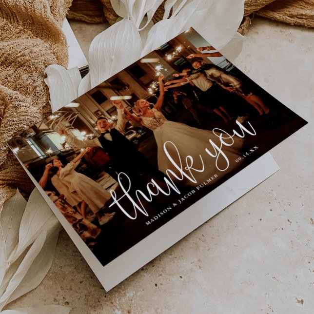 Foto för Modern Calligraphy Script Bröllop Tack Kort (Skapare uppladdad)