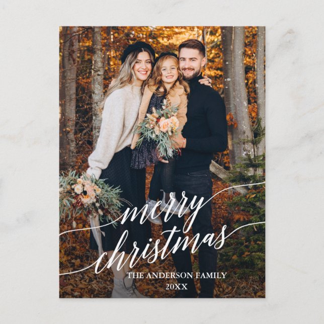 Foto för Modern Calligraphy Script God jul Vykort (Framsida)