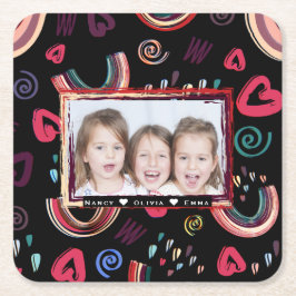 Foto för Modern Colorful Rainbow Anpassningsbar Underlägg Papper Kvadrat