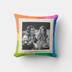 Foto för Modern Colorful Rainbow Family Anpassning Kudde