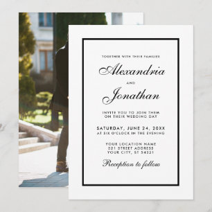 Foto för Modern Elegant Black & White Wedding Inbjudningar