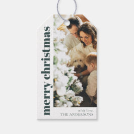 Foto för Modern Elegant Grönt God jul-familjen Presentetikett