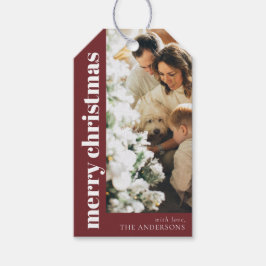 Foto för Modern Elegant Red God jul-familjen Presentetikett