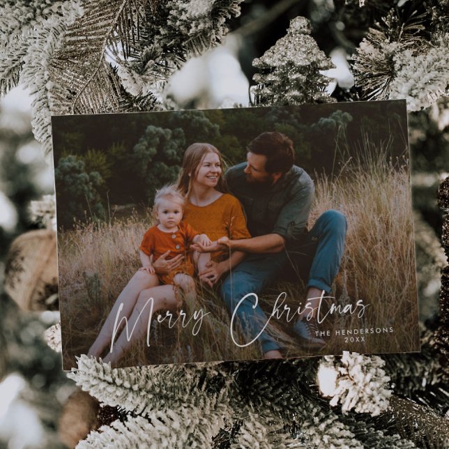 Foto för Modern Elegant Script God jul Julkort (Skapare uppladdad)
