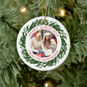 Foto för modern enkel julkransfamilj julgransprydnad keramik